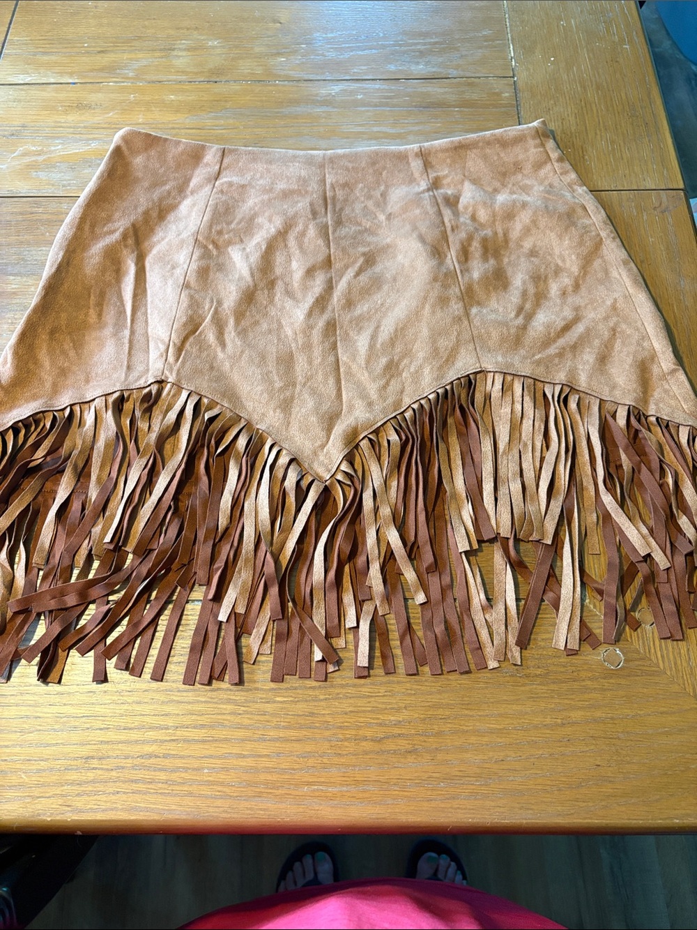 Fringe Suede Mini Skirt - Brown
